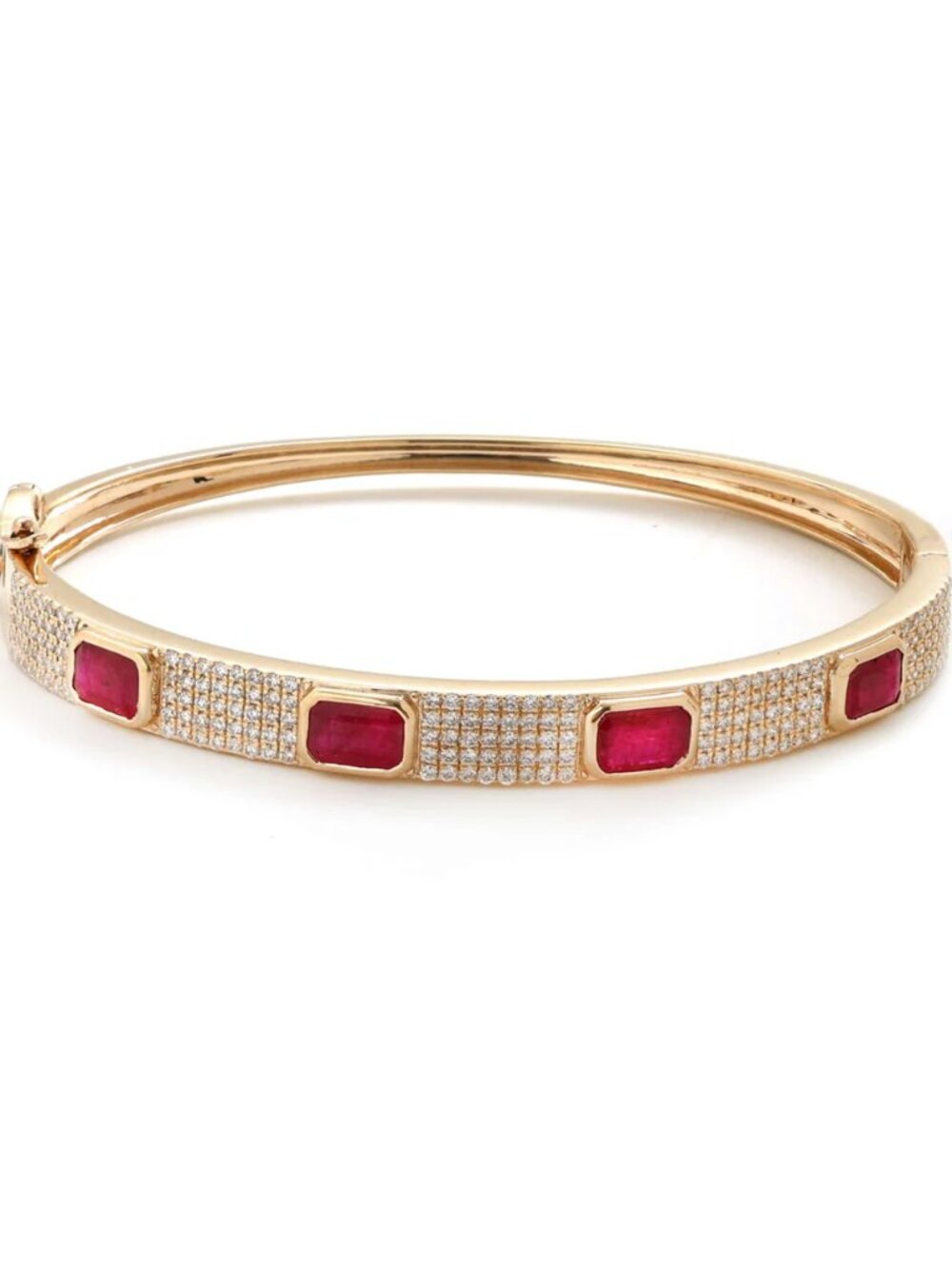 Elegant Ruby and Diamond 14K (Custom) Yellow Gold Bracelet